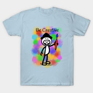 GG Artist Stick Figure “Be Creative” Paint Splotch Background T-Shirt